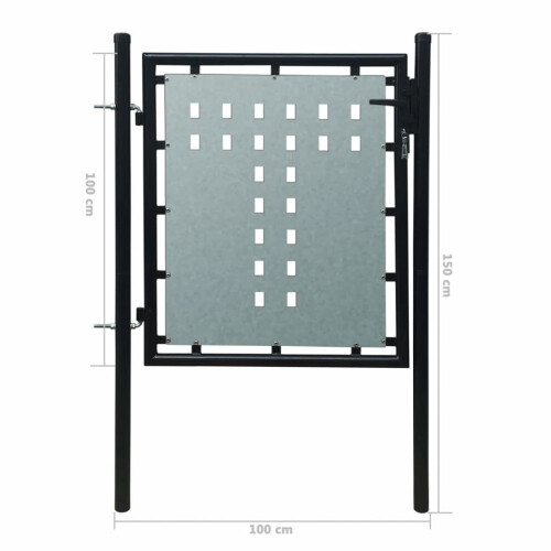 vidaXL Schwarzes Einzeltor für Zäune 100 x 100 cm 1