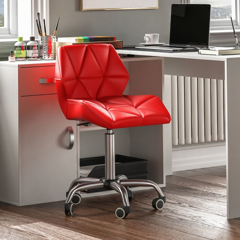 (Red) Geo Computer Chair Office Ergonomic Faux Leather