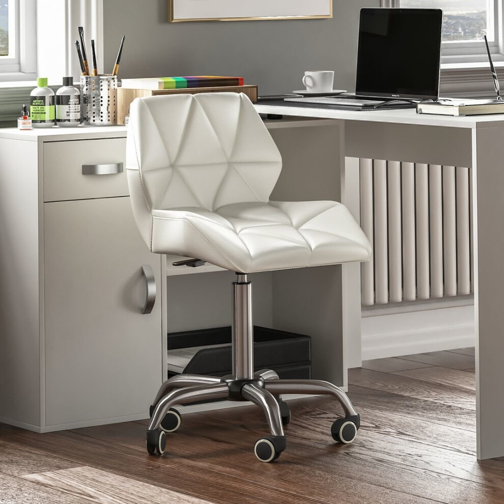 (White) Geo Computer Chair Office Ergonomic Faux Leather