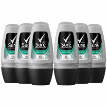 (Buy 6 - Sensitive Dry) Sure Men Anti-perspirant Deodorant Rollon, 6 Pack