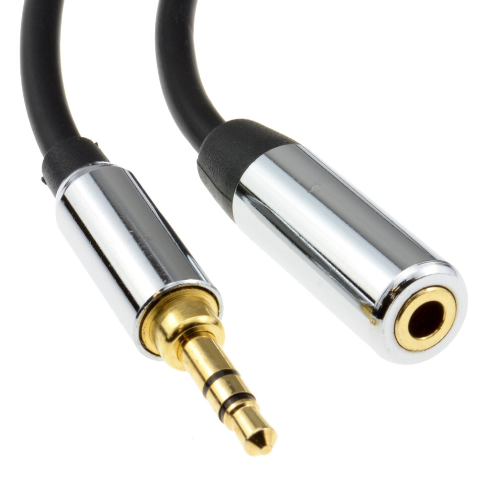 kenable PRO METAL BLACK 3.5mm Stereo Jack Headphone Extension Cable 2m