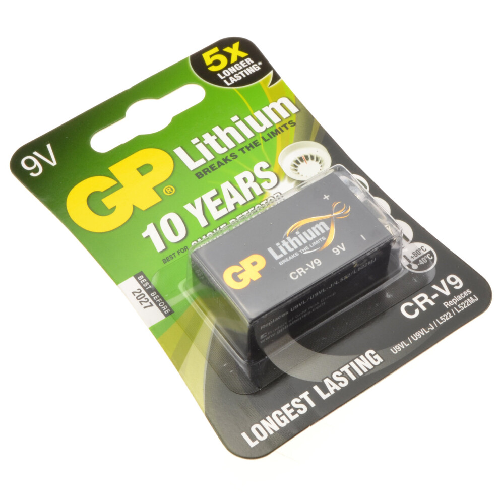 GP 9V PP3  5 Times Longer Lasting  CR V9 U9VL L522 Square Battery
