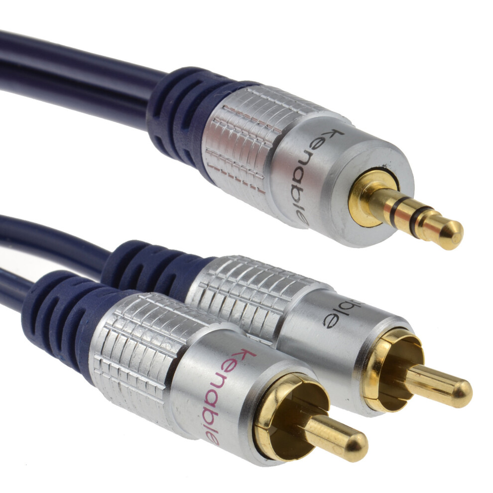 kenable Pure HQ OFC 3.5mm Stereo Jack to 2 RCA Phono Plugs Cable Gold 15m