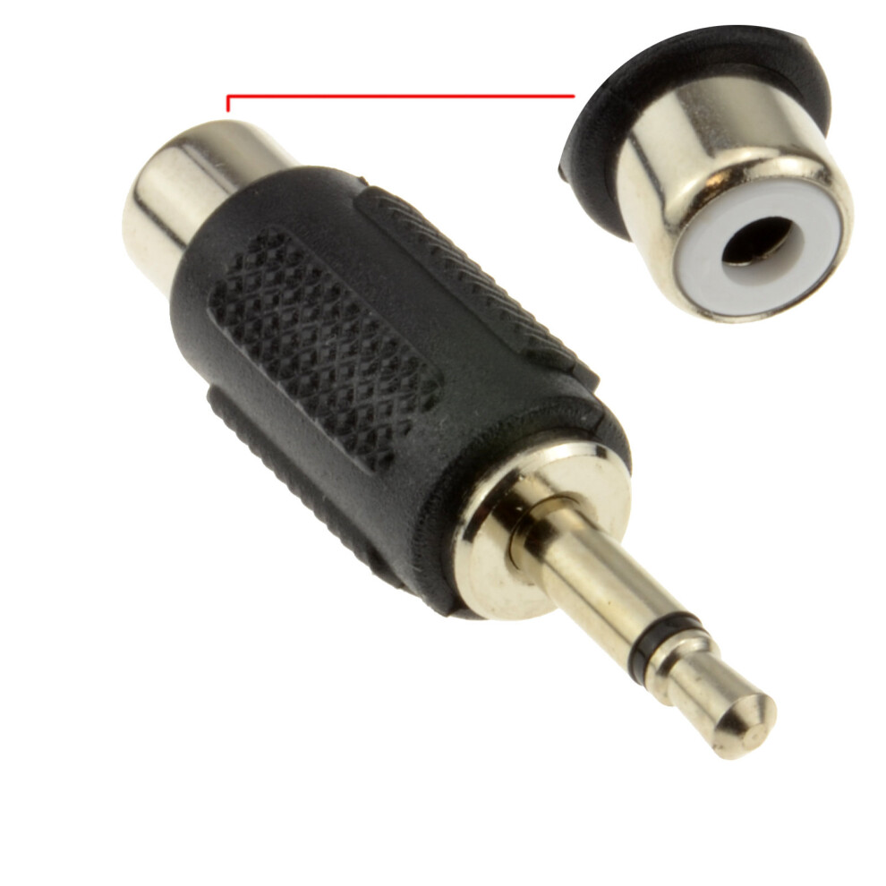 kenable RCA Phono Socket to 3.5mm Mono Jack Plug Adapter