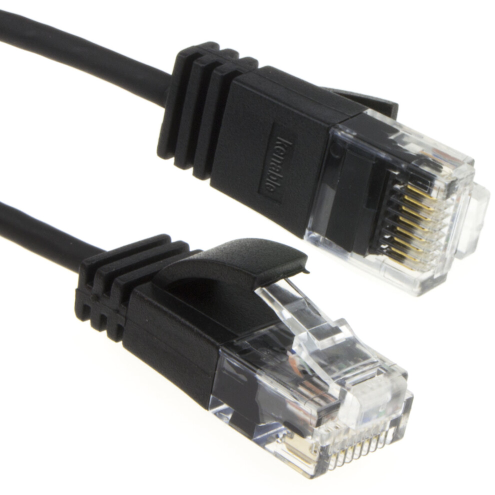 kenable SLIM Cat 6 Full Copper RJ45 Ethernet Network Internet Cable  0.5m Black