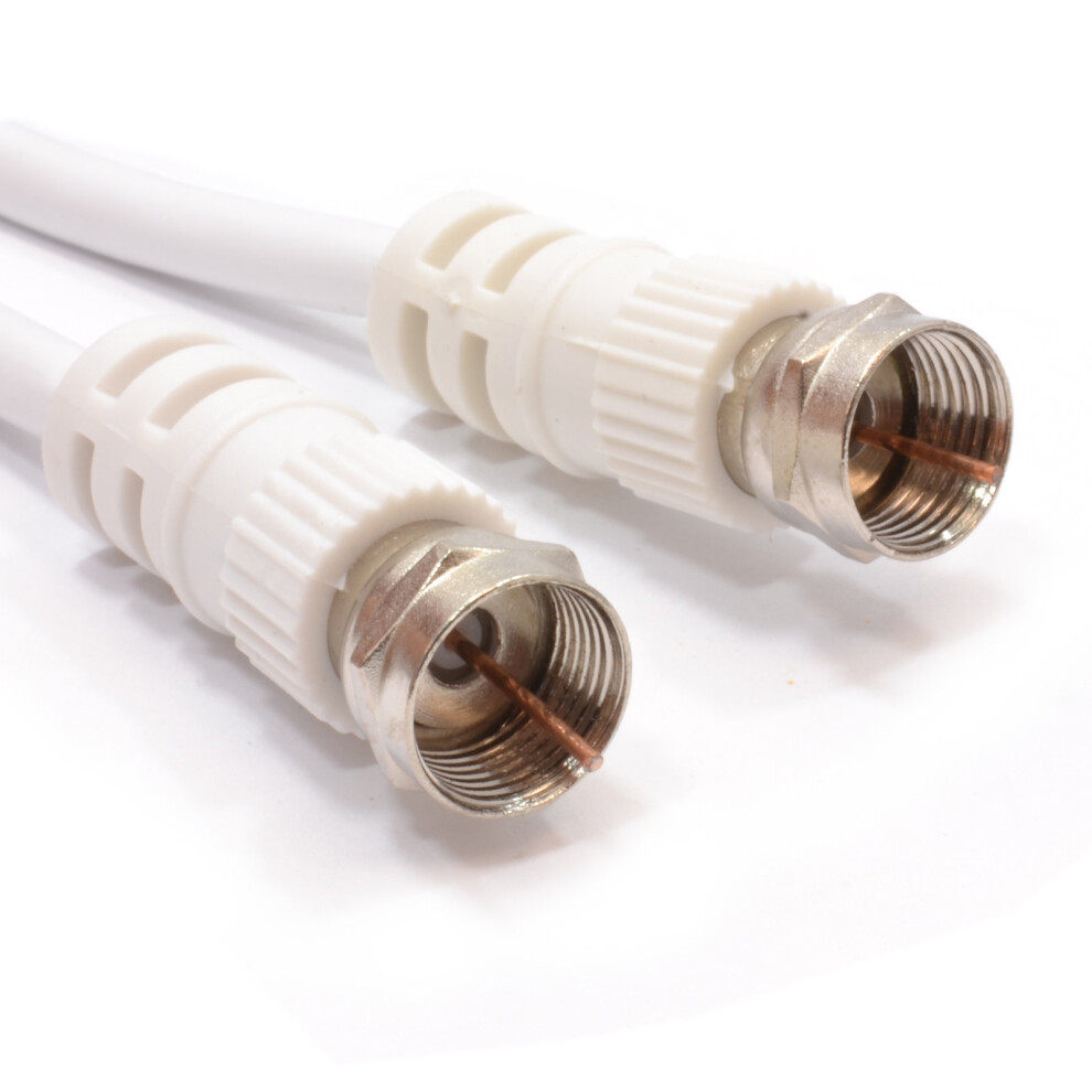 kenable Satellite F Connector Plug to Plug 75 ohm RG59 Cable White Lead 20m