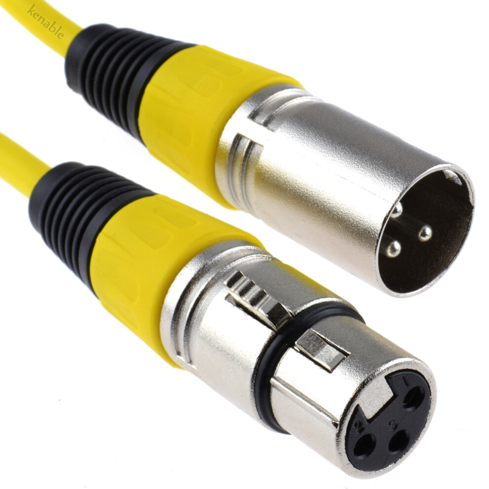 kenable XLR 3 pin Microphone Lead Male to Female Audio Cable YELLOW  4m