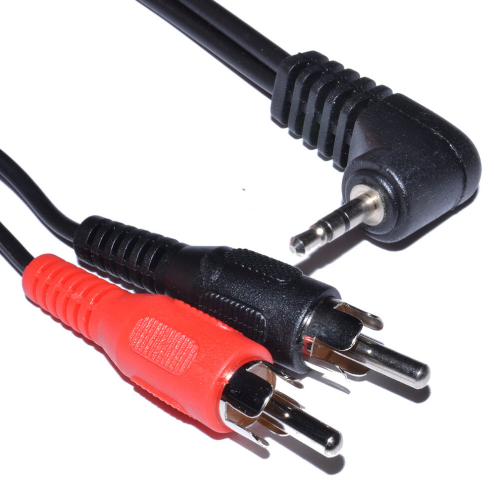 kenable 2.5mm Right Angle Stereo Jack to Twin Phono Plugs OFC Audio Cable 1m