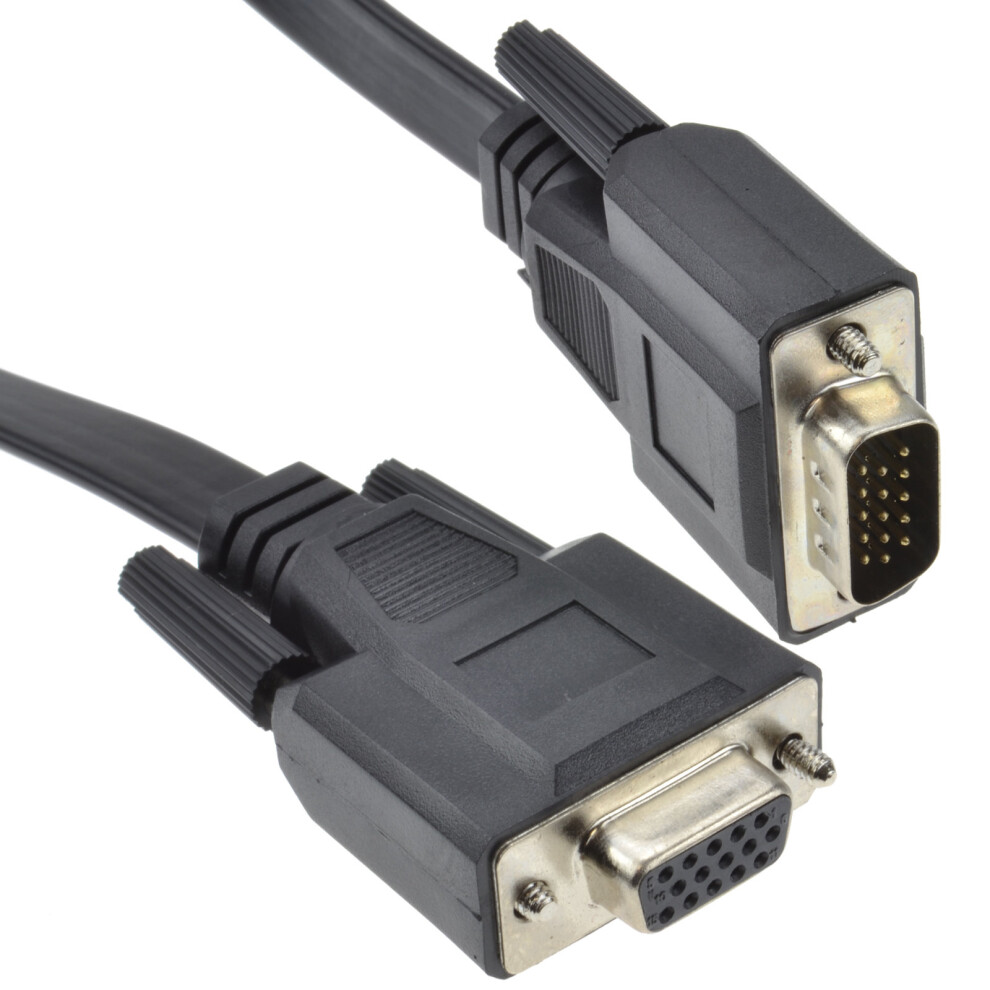 kenable Flat 15 Pin VGA Cable Male Plug to Female Socket Extension Cable 1m