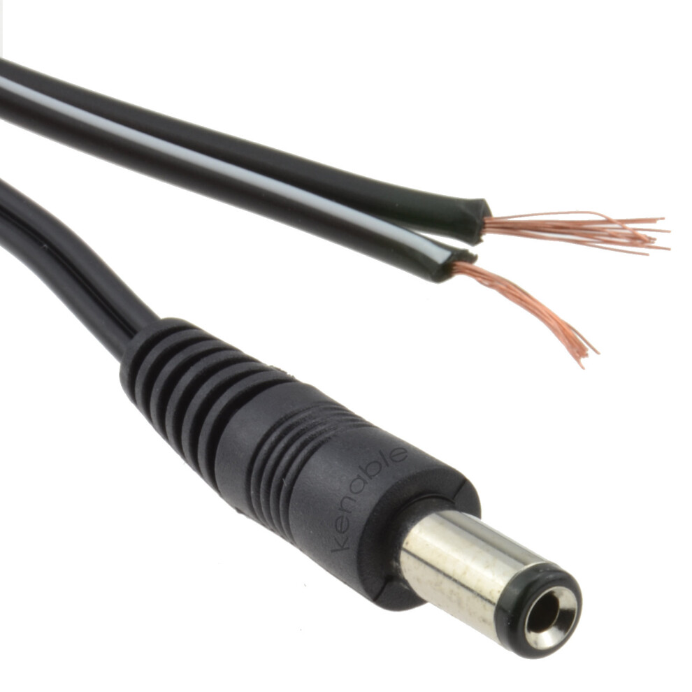 kenable 2.1mm x 5.5mm Male DC Plug to Bare Ended Power Cable 3m