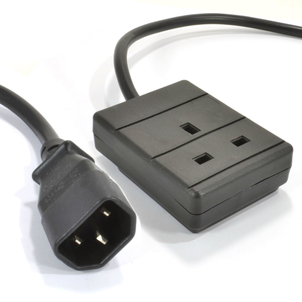 Kenable Iec C14 To 1 Way Gang Uk Mains Sockets Lead Ups Power Supply 0.5M