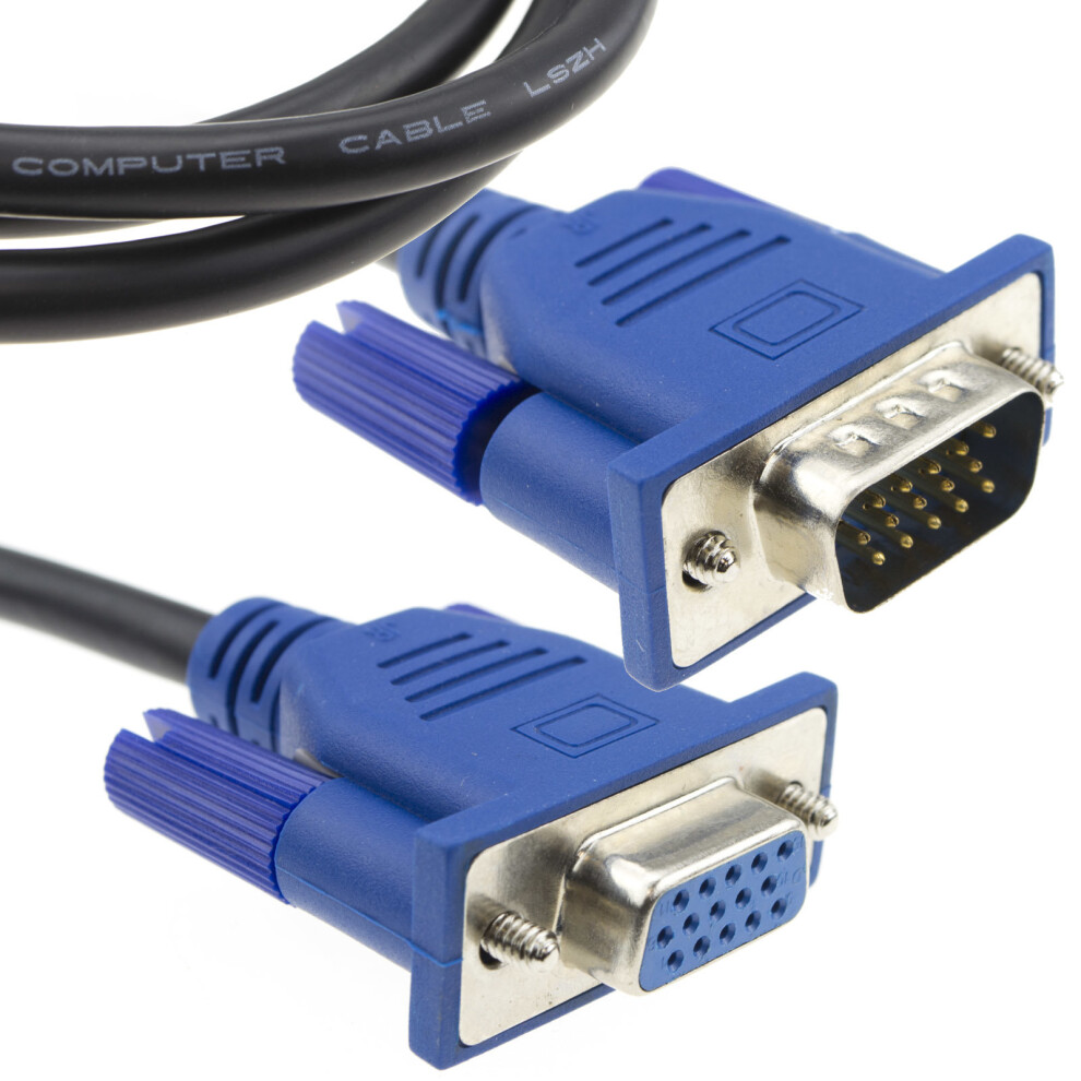 kenable Low Smoke LSZH 15 Pin VGA Monitor PC Laptop TV Extension Lead Cable 1m
