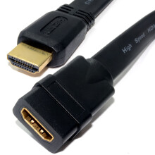 kenable Flat HDMI High Speed Extension Cable - Male to Female, 1m, Black, Gold-Plated, v1.4 (Code 7886)