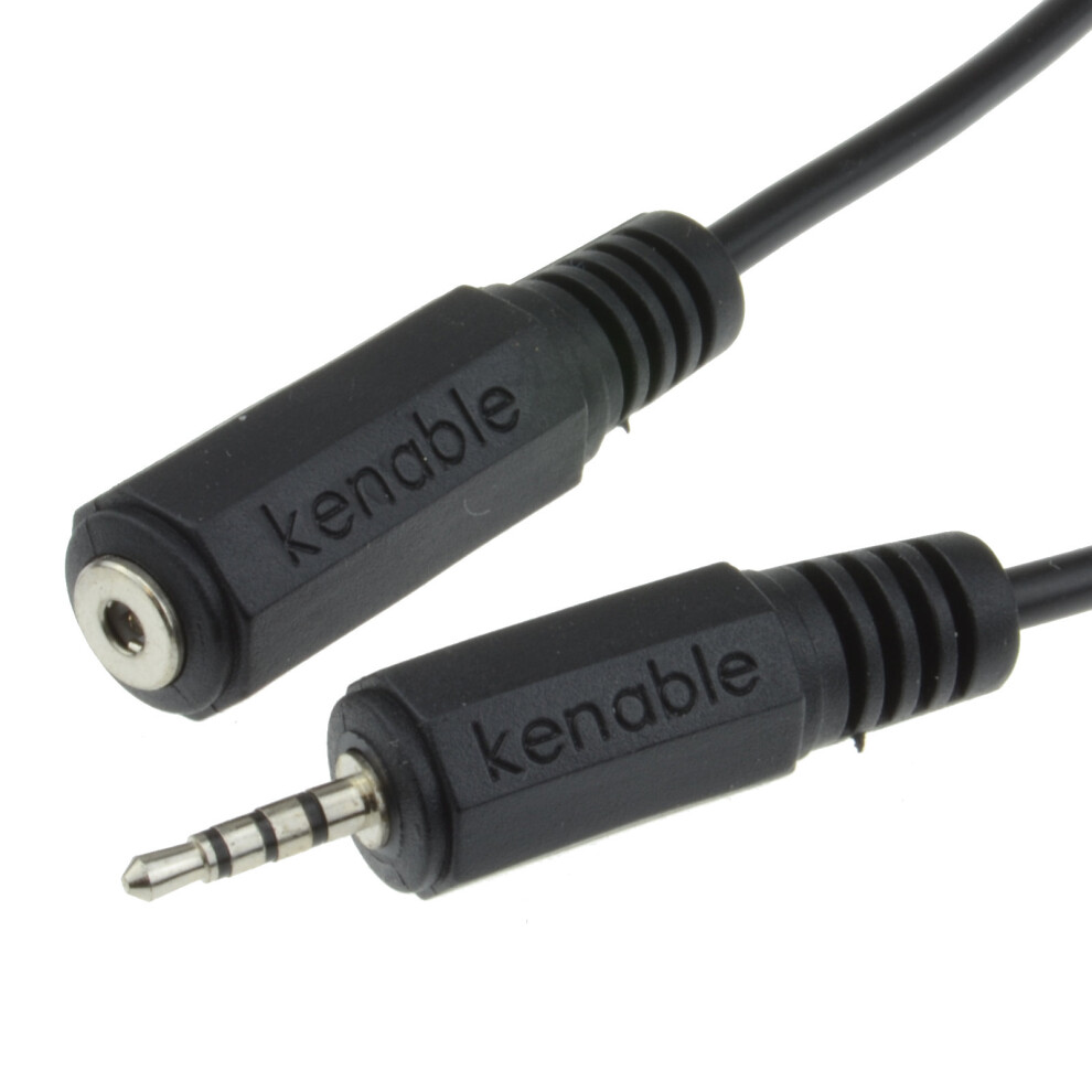 kenable 4 Pole 3 Bands 2.5mm Male to Female Jack Extension AV Cable Lead 0.5m