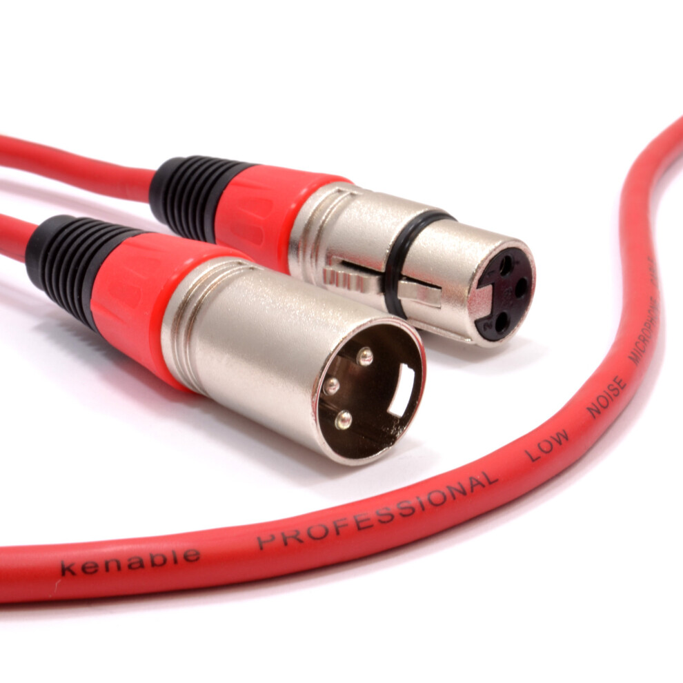 kenable XLR Microphone Lead Male to Female Audio Cable RED  5m