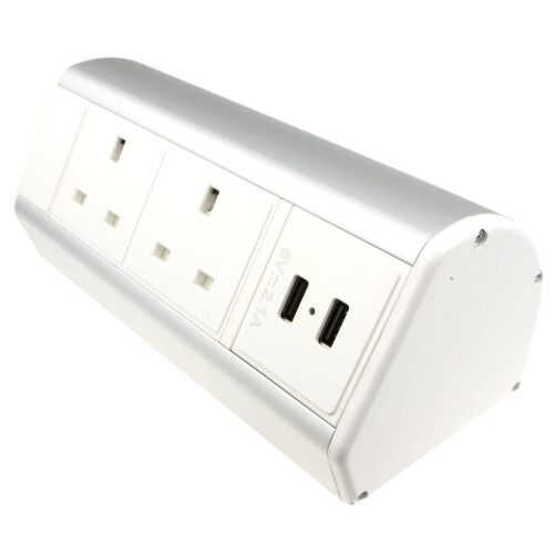 kenable Desktop Bench Table Mountable PDU 2 x UK Sockets & 2 x USB ...
