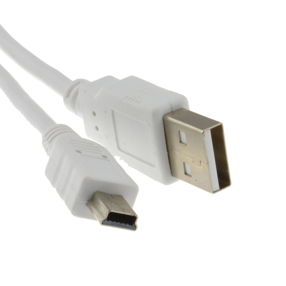 kenable USB 2.0 Hi Speed A to mini B 5 pin Cable Power & Data Lead  1m WHITE