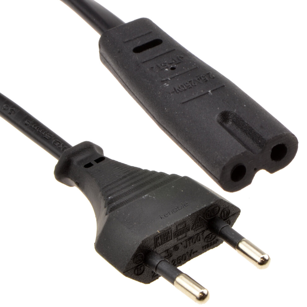 Kenable 2 Pin Euro Plug To Figure Of Eight 8 C7 Plug Power Cable 6Ft 1.8M