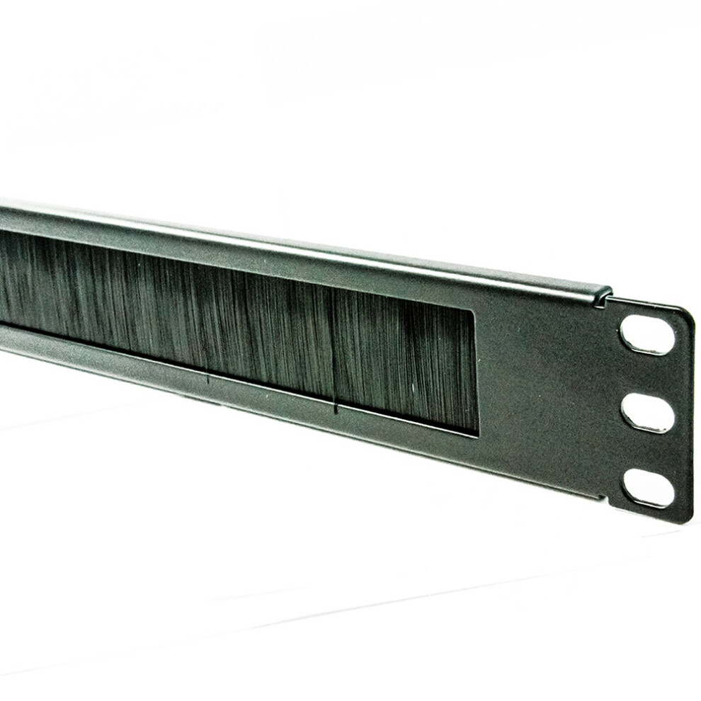 kenable BLACK Brush Cable Management 19 Universal Panel 1U for Data Cabinet
