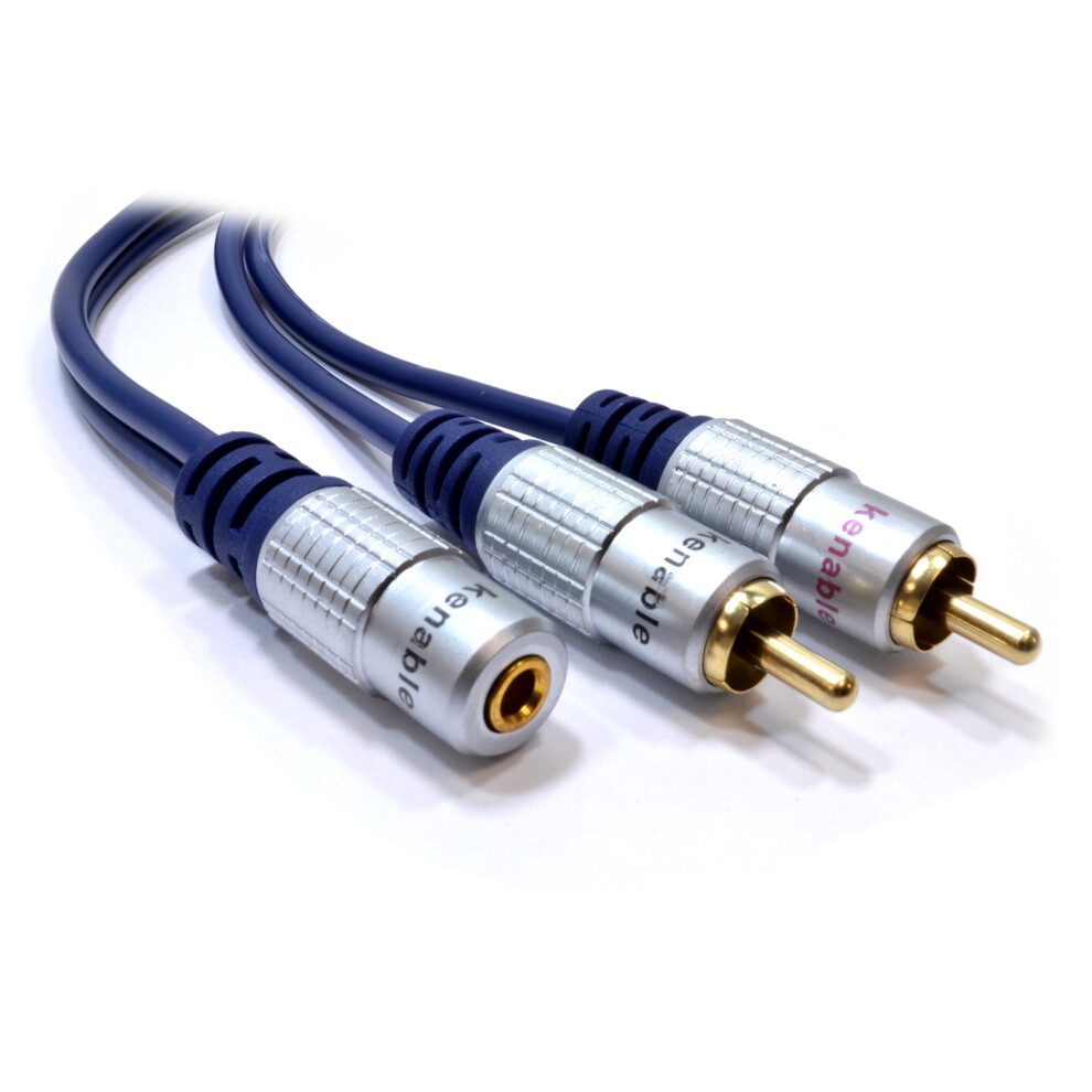 Pure 3.5Mm Stereo Jack Socket To 2 Phono Plugs Audio Extension Cable 1M Gold 5055383485864