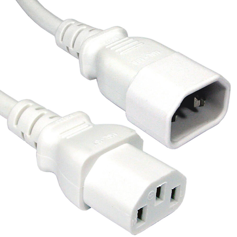 kenable Power Extension Cable IEC Male to Female UPS Lead C14 C13 1.8m WHITE