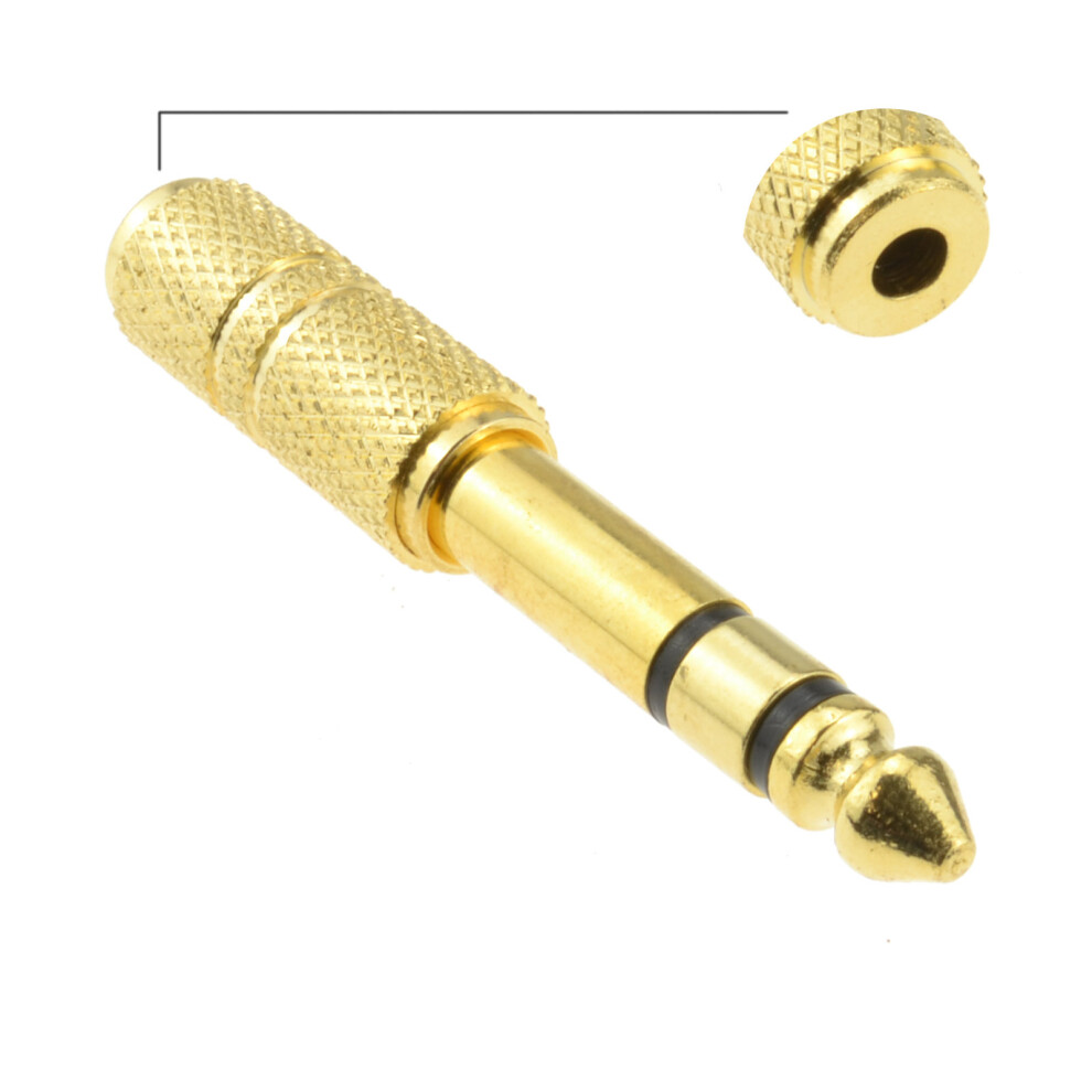 kenable 3.5mm Stereo Socket to 6.35mm Stereo Plug GOLD METAL Adapter