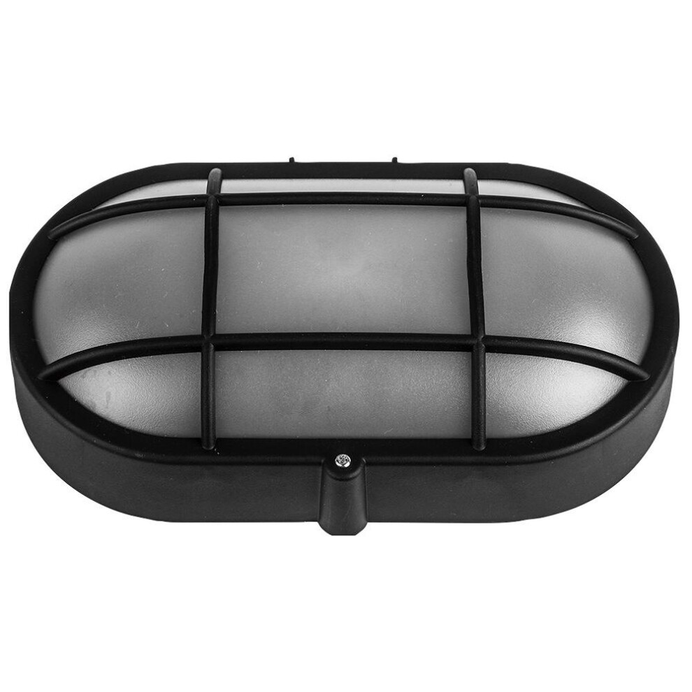 kenable Wall Mounted Lamp Outdoor Oval Bulkhead E27 Light IP44 Black