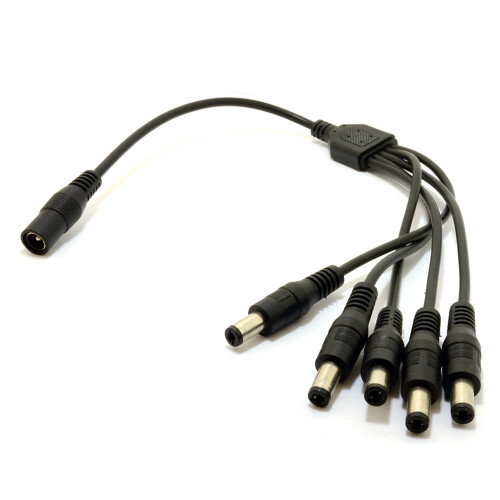 kenable DC Power Splitter 5 way Adapter 2.1mm CCTV 12V PSU to 5 LED/Camera Cable