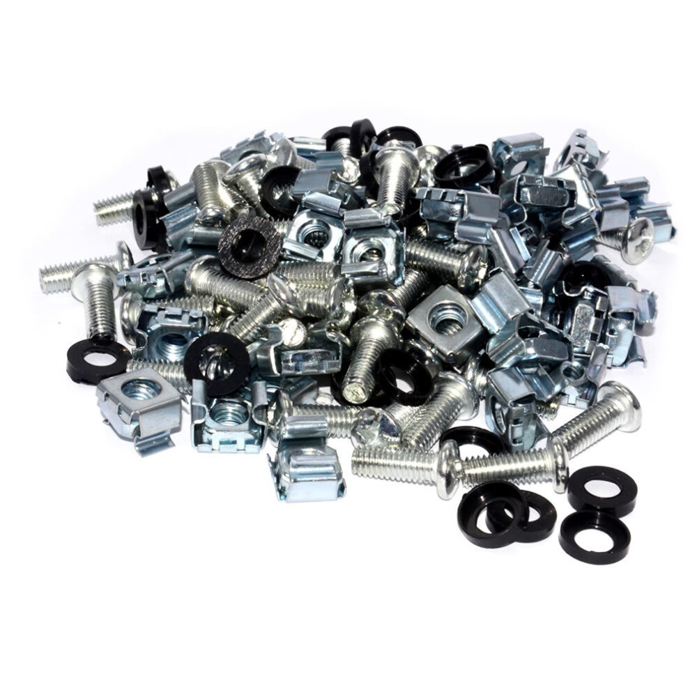 kenable Cage Rack Fixing M6 Captive Nuts  Bolts & Plastic Washers [50 of each]