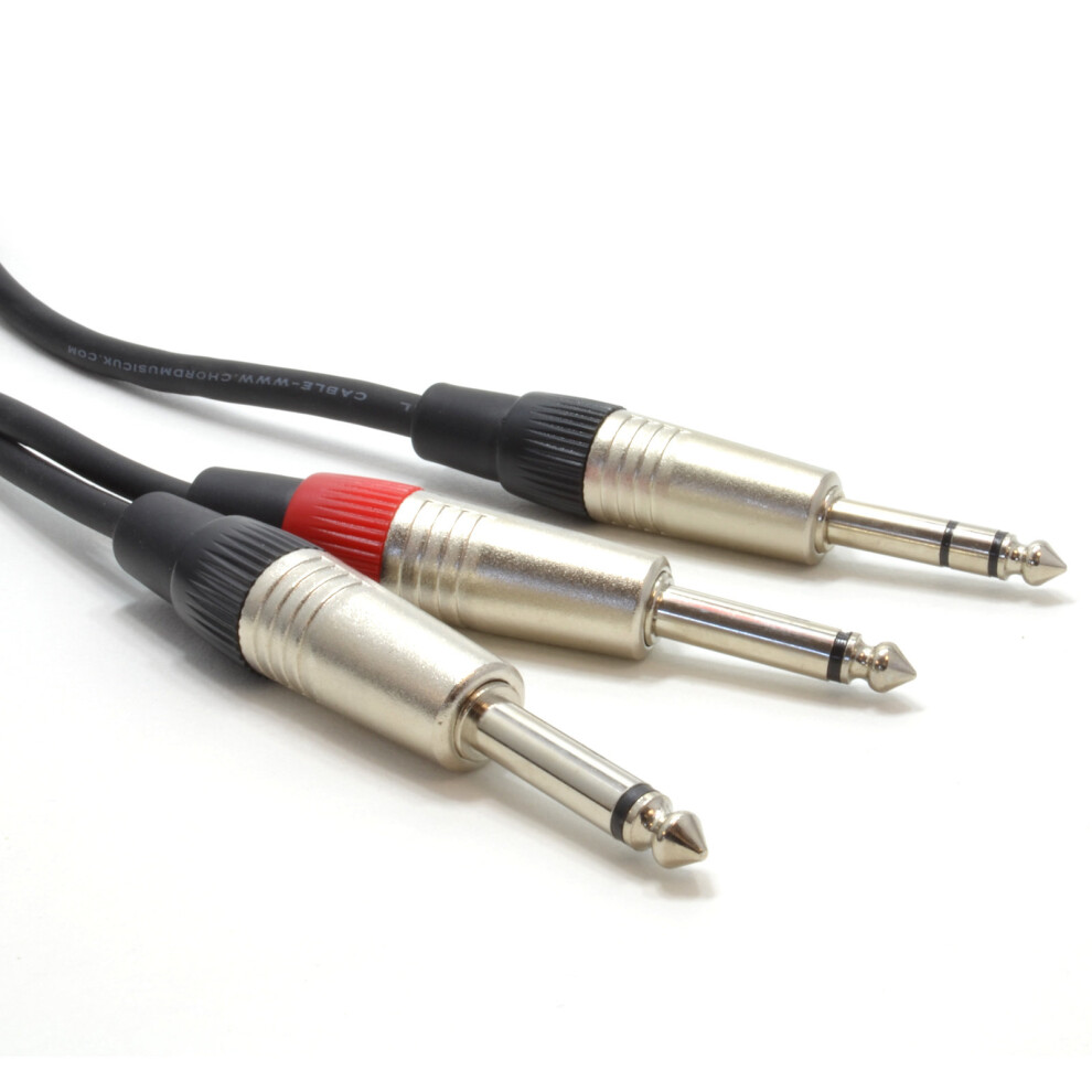 kenable 6.35mm Stereo Jack Plug to Twin Mono 6.35mm Jacks Audio Cable 3m