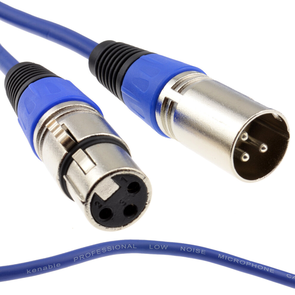 kenable XLR Microphone Lead Male to Female Audio Cable BLUE  6m