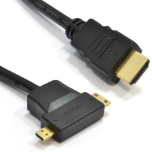 kenable HDMI A to Micro D & MINI C HDMI Multi Use Androids & Tablets Cable 1m