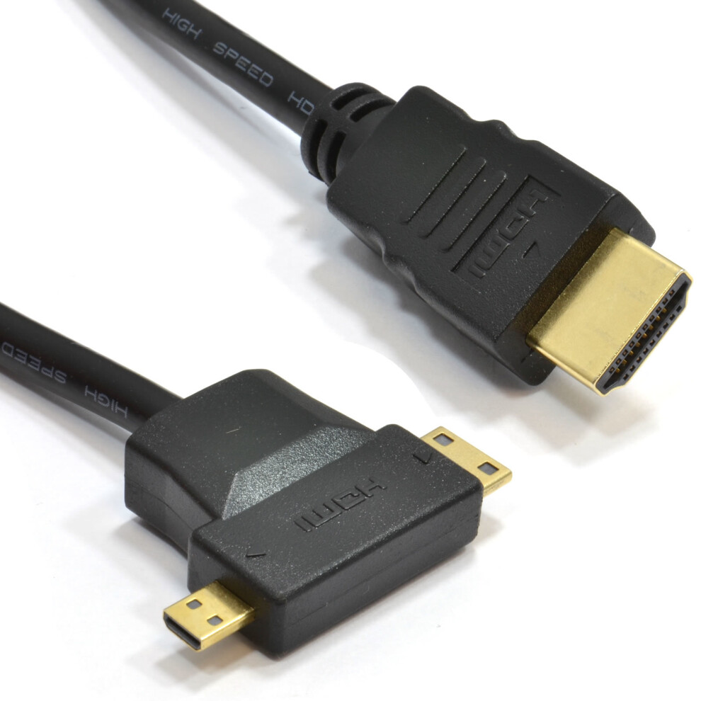 kenable HDMI A to Micro D & MINI C HDMI Multi Use Androids & Tablets Cable 1m