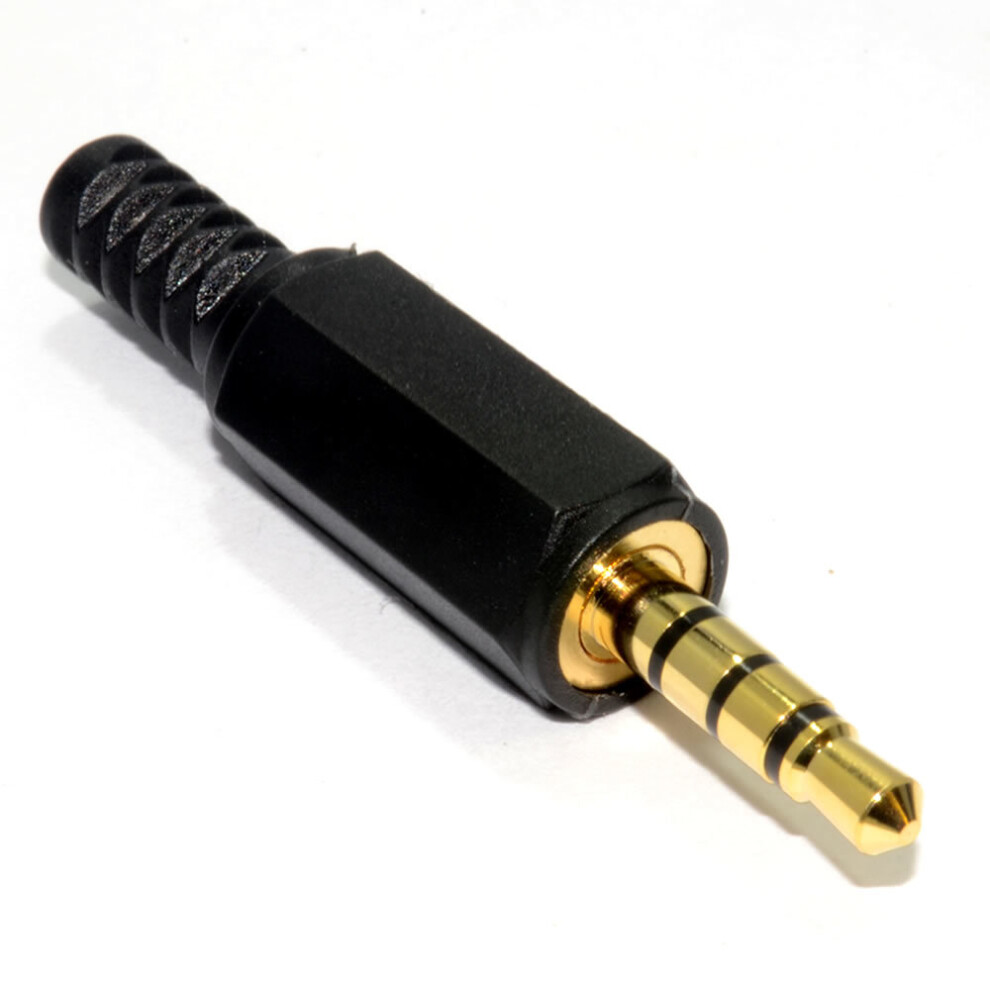 3.5Mm 4 Pole Jack Plug Solder Terminal For Audio Or Video Cable Gold 5055383455935