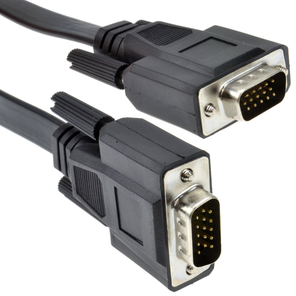 Kenable Flat 15 Pin Vga Cable For Pc Laptop To Monitor Or Tv Male To Male 2M