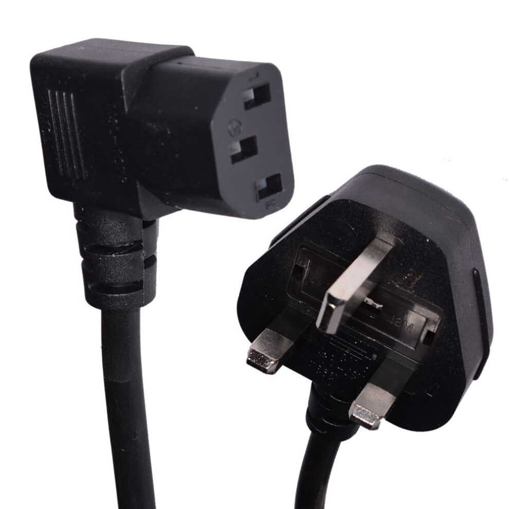 Kenable Power Cord Uk Plug To Right Angle Iec C13 Cable (Kettle Lead) 1.8M
