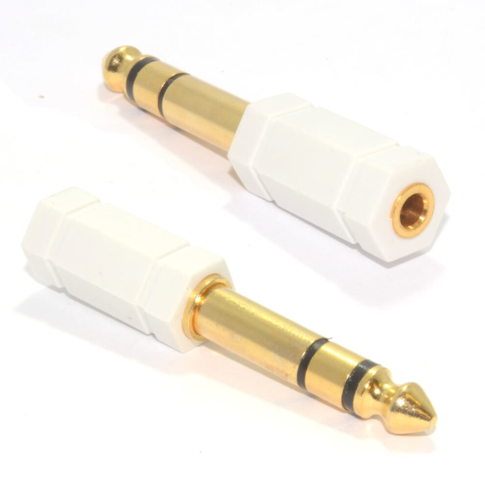 kenable 3.5mm Stereo Jack Socket to 6.35mm Stereo Jack Plug Adapter WHITE