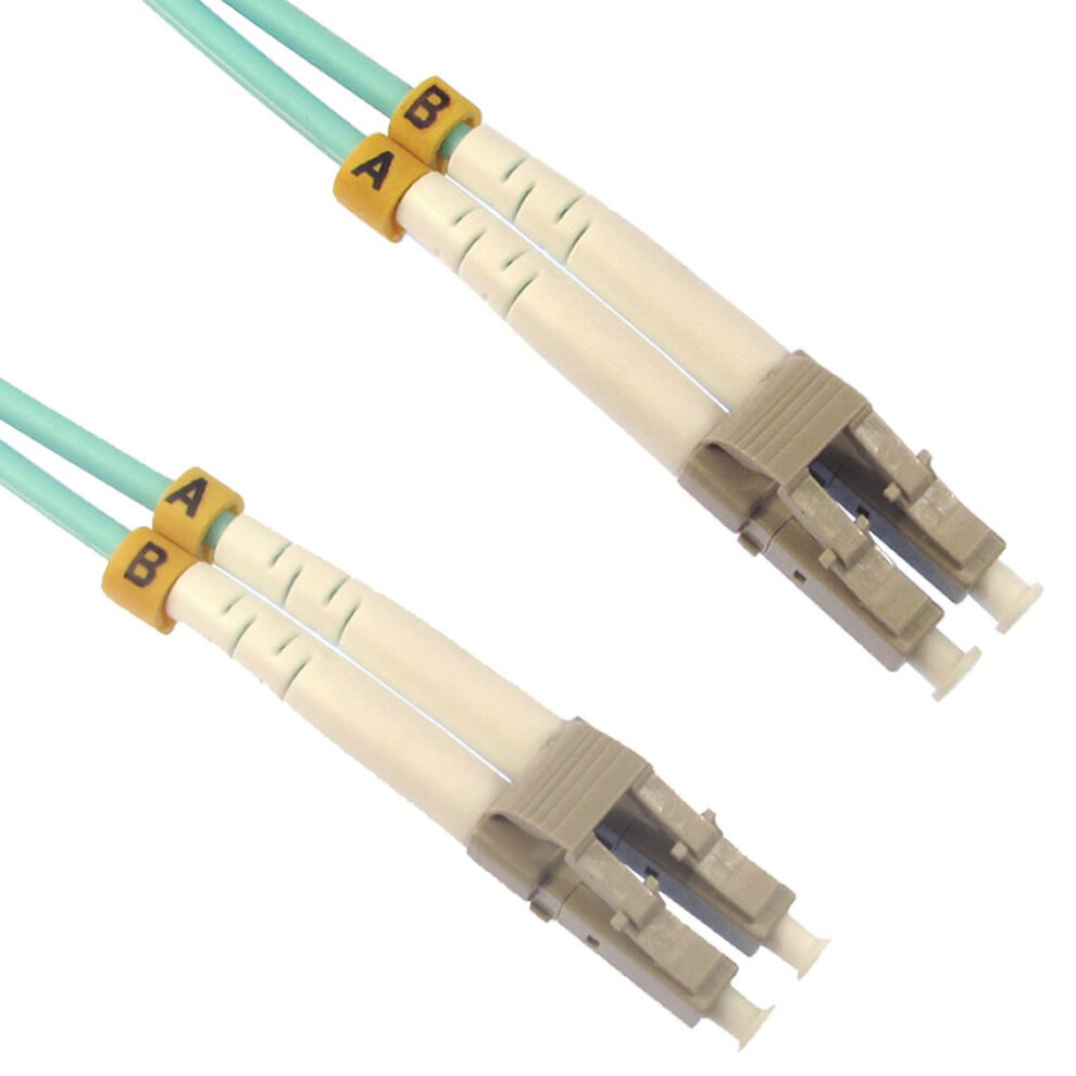 kenable OM4 Aqua Fibre Optic LC LC Duplex MM 50 125 Patch LSZH Cable  0.5m