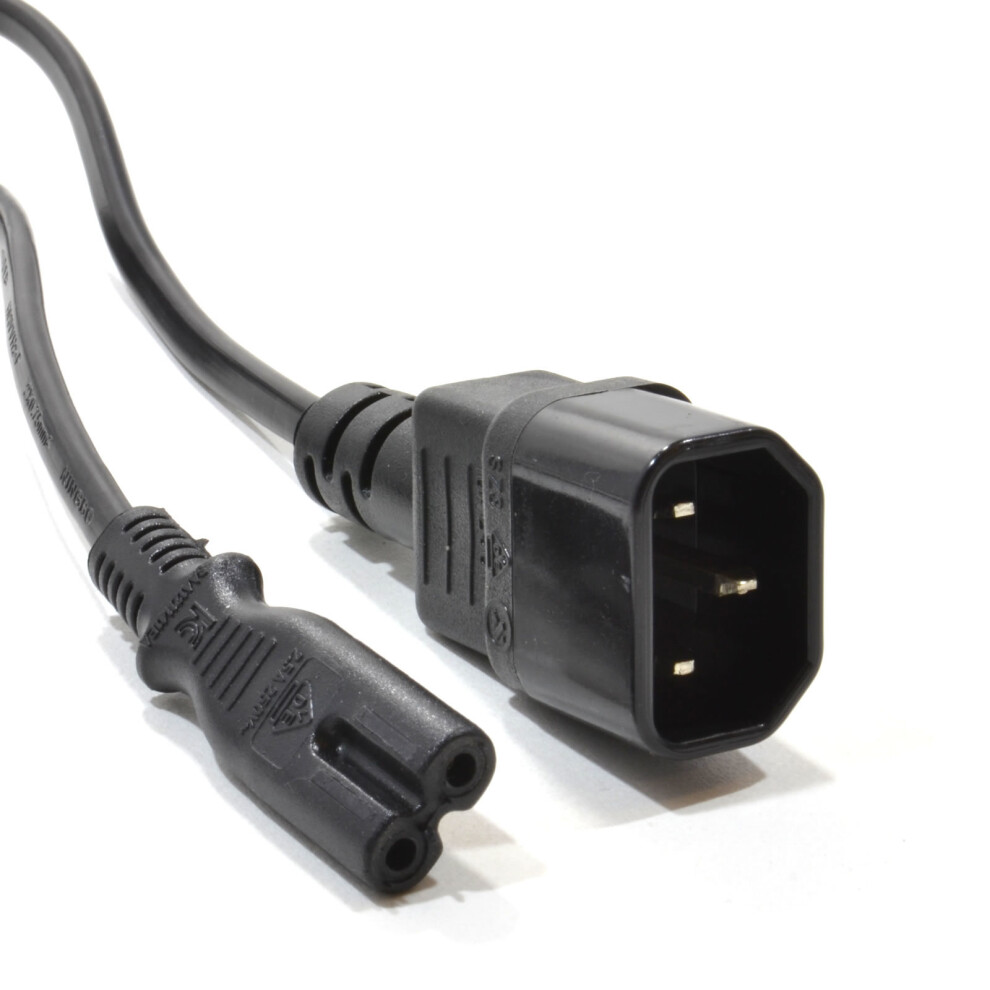 kenable IEC C14 3 pin Male Plug to Figure 8 C7 Plug Power Adapter Cable 1m