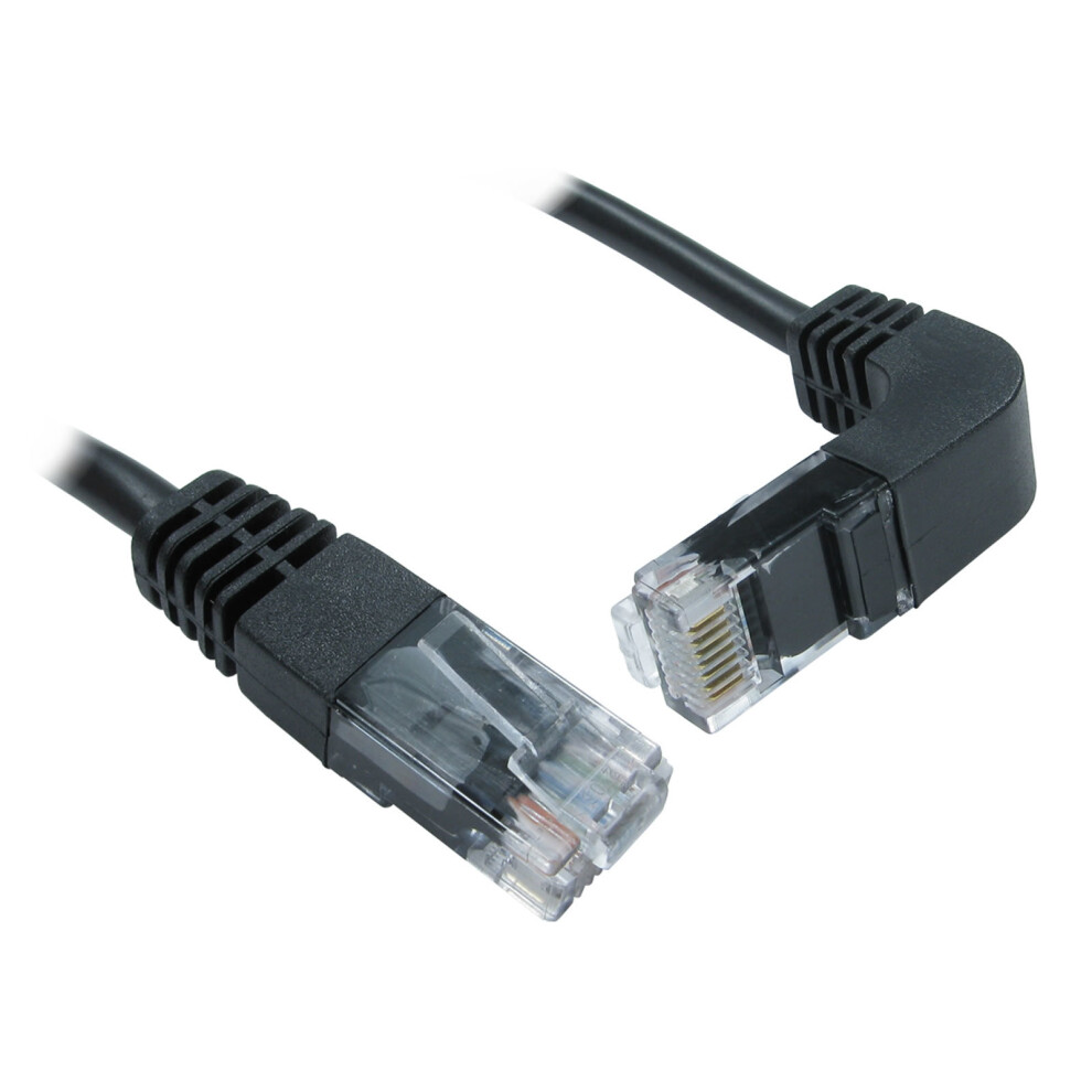 kenable Cat5e Copper RJ45 Straight to Right Angle Plug DOWN Network Cable 0.5m