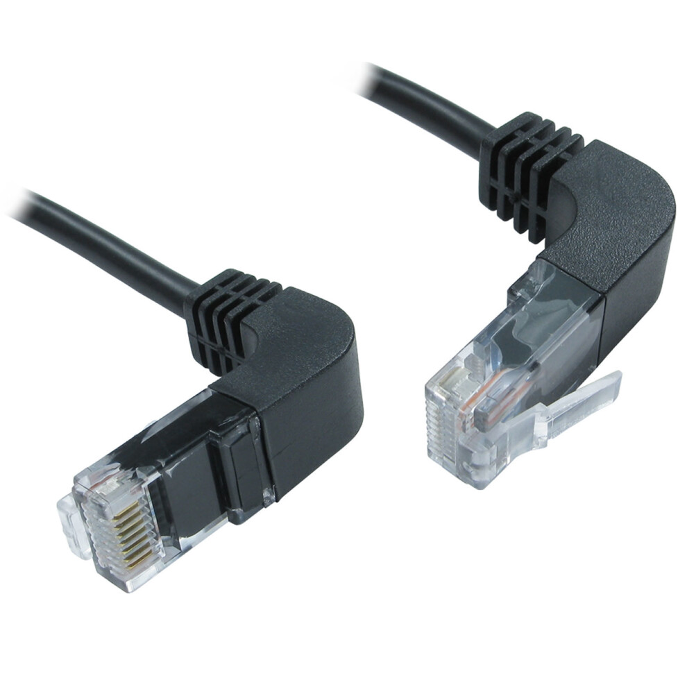 kenable Cat5e Copper RJ45 Right Angle to Right Angle Plug Network Cable 1m