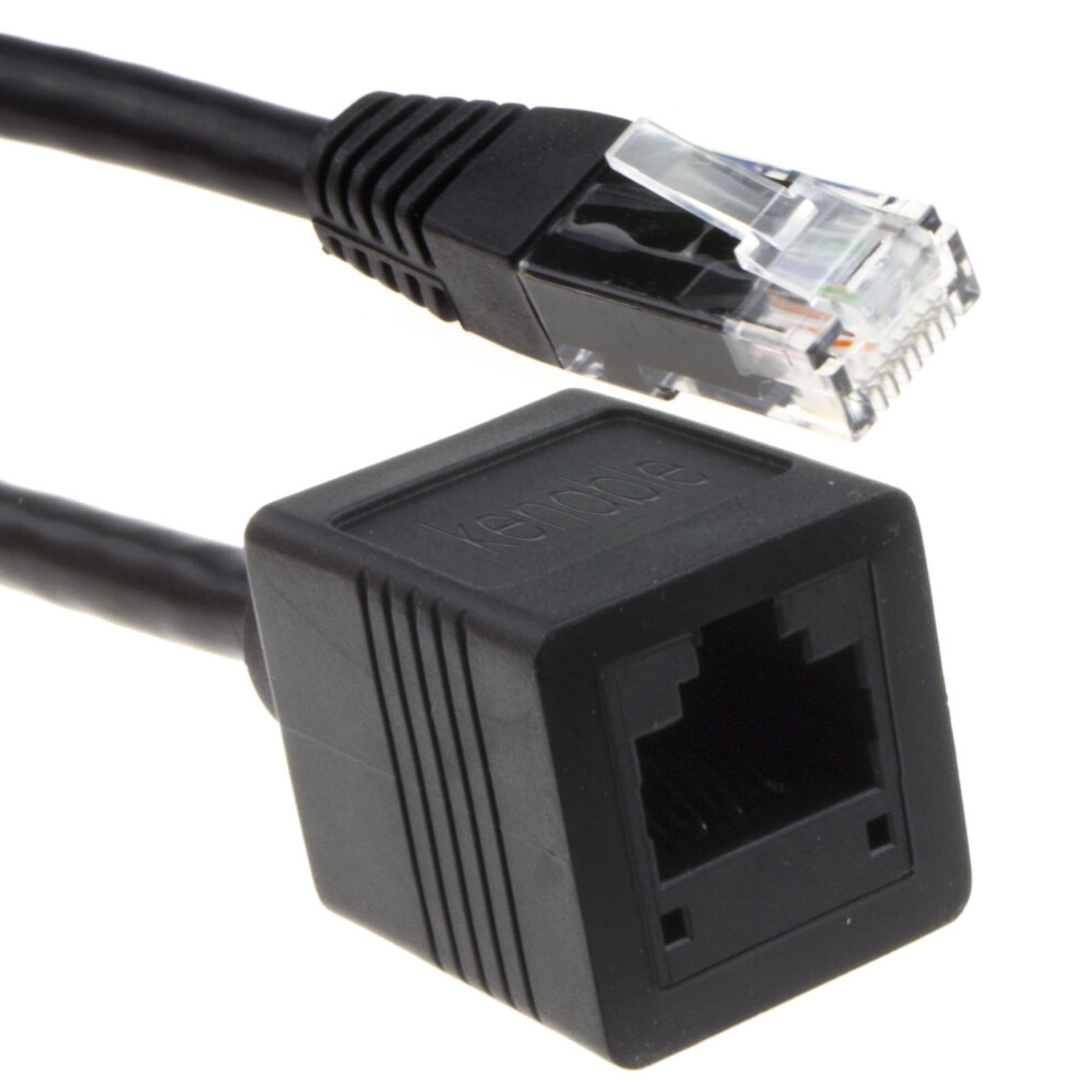 kenable Network CAT6 UTP Ethernet RJ45 Extension Male Female Cable Black  0.5m