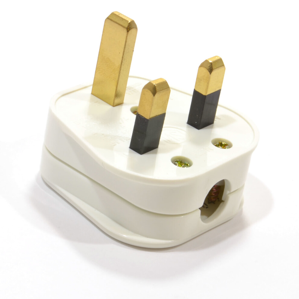 kenable Rewireable White 3 Pin UK Mains Plug Fitted with 13A Amp Fuse