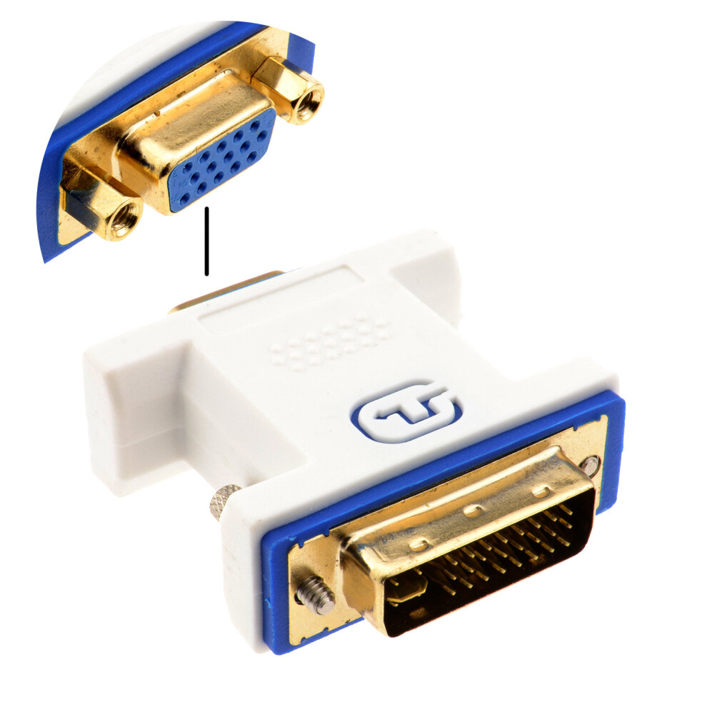 Kenable Pro Vga Socket 15 Pin To Dvi 24+5 Male Plug Video Adapter White