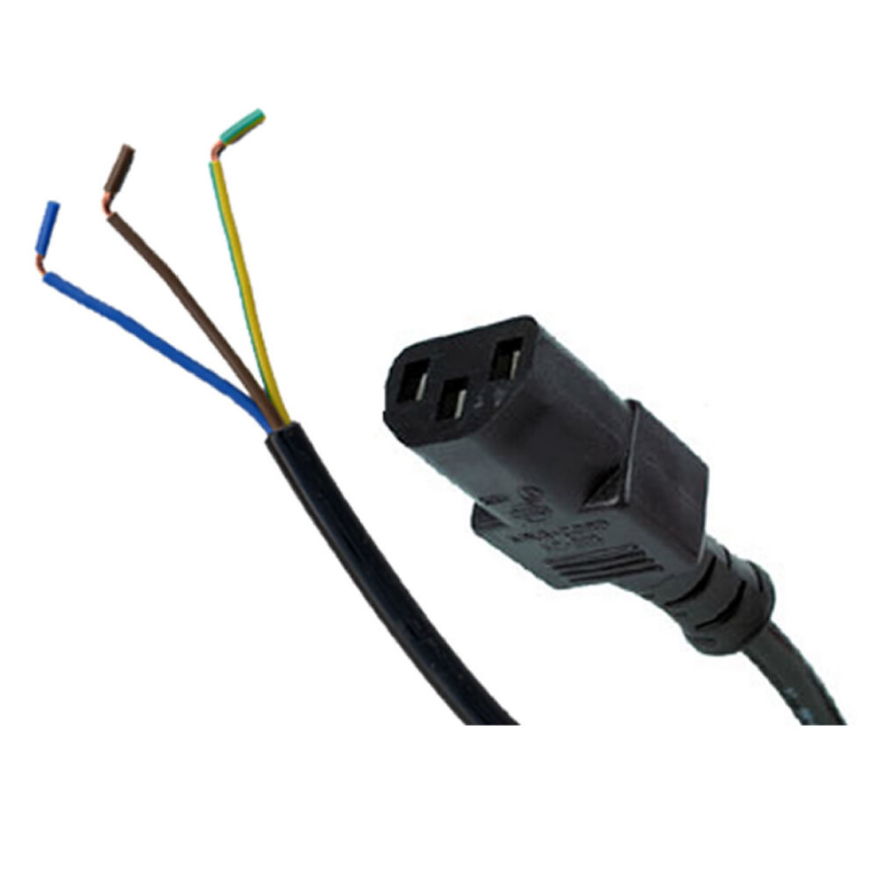 kenable IEC C13 5 Amp Rewireable Cable IEC 3 Pin Male to Bare End Wire 2m