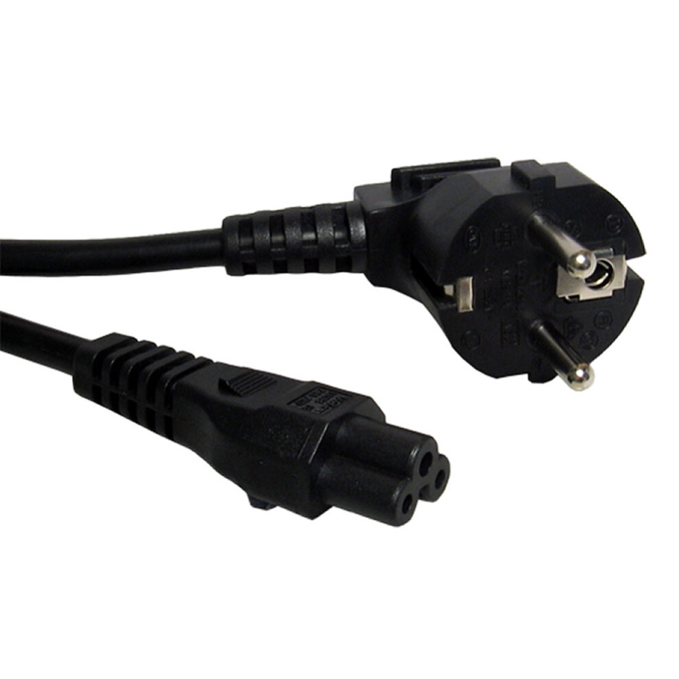 Kenable Power Cable Right Angled Schuko Eu Plug To C7 (Cloverleaf) 0.75Mm Lead 2M Black