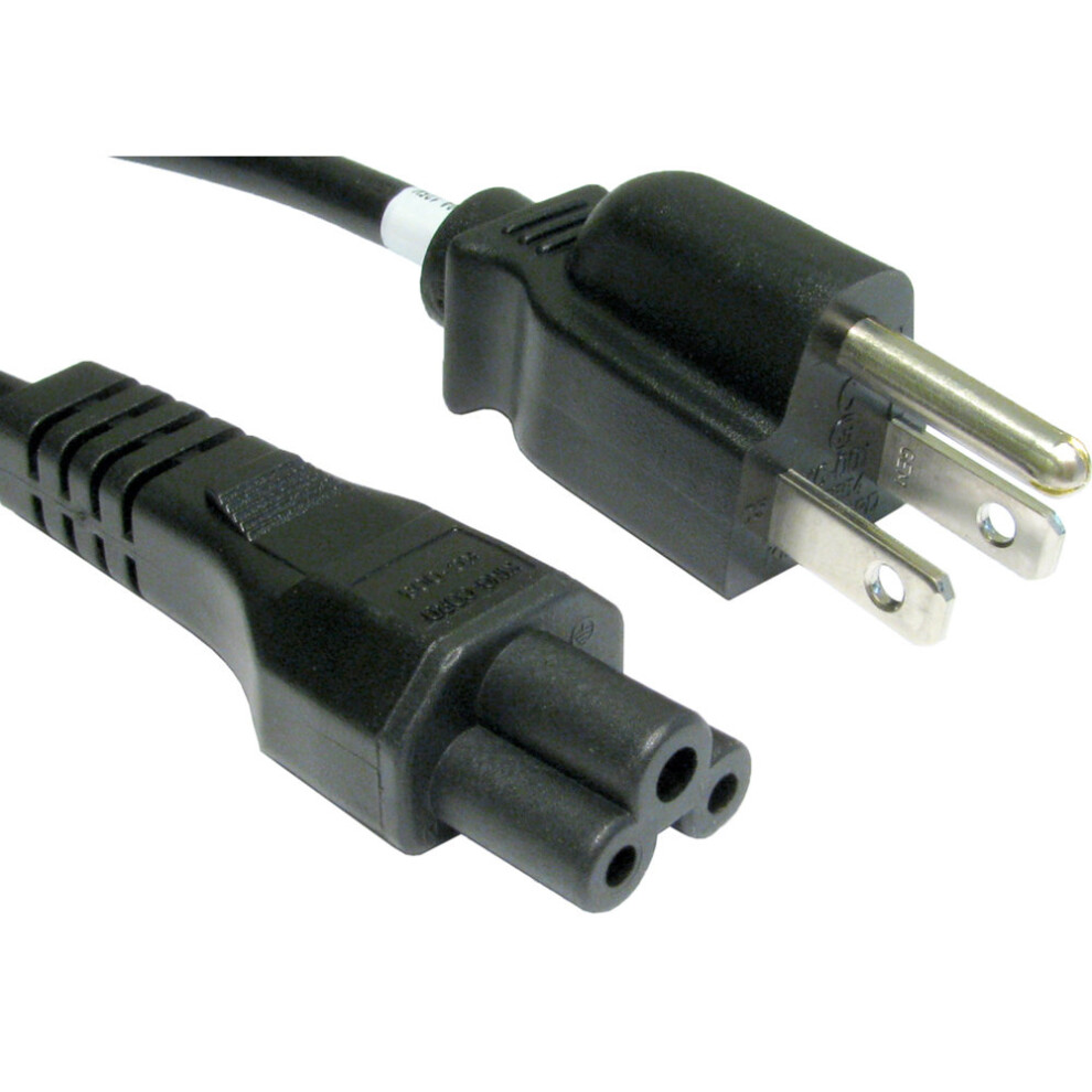 Kenable Power Cable Us 3 Pin Plug (Nema 5-15P) To C5 (Cloverleaf) Connector 18Awg Lead 2M Black