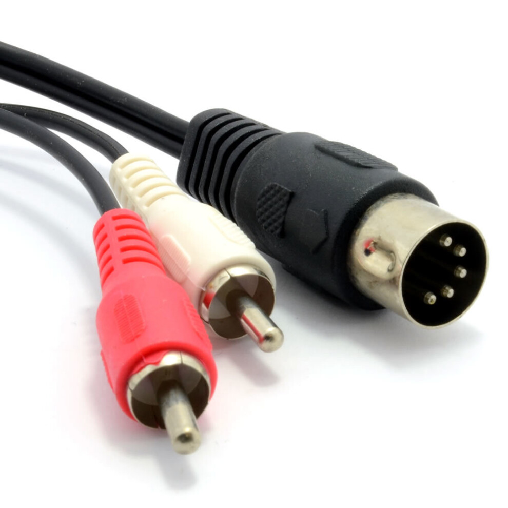 kenable 5 Pin Male Din Plug to 2 x RCA Phono Male Plugs Audio Cable 2m