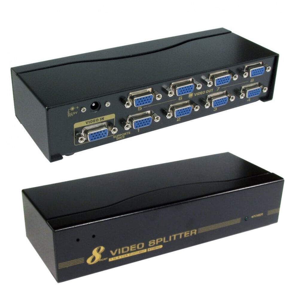 Svga Vga 8 Port Splitter From 1 Pc/Device To 8 Monitors/Display 450Mhz 5055383455287