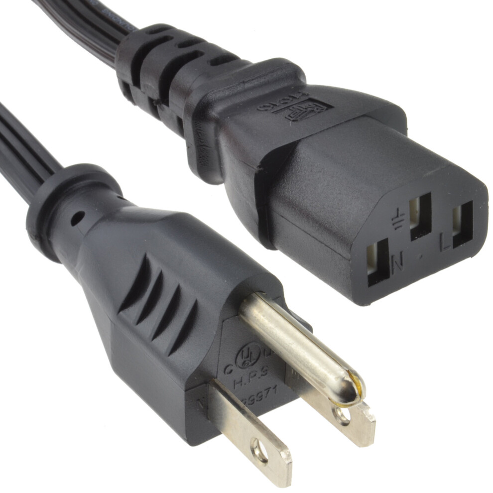 kenable Power Cord   US 3 Pin Plug to C13 IEC Mains Lead Cable 2m